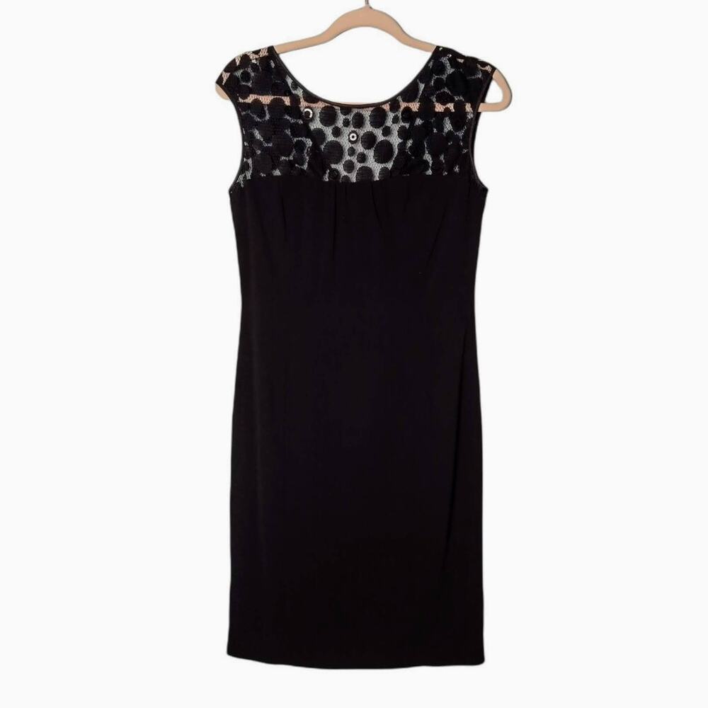 EVAN-PICONE Womens Sz 4 Black Dress Knee Length Lined Lace Sleeveless Zipper‎